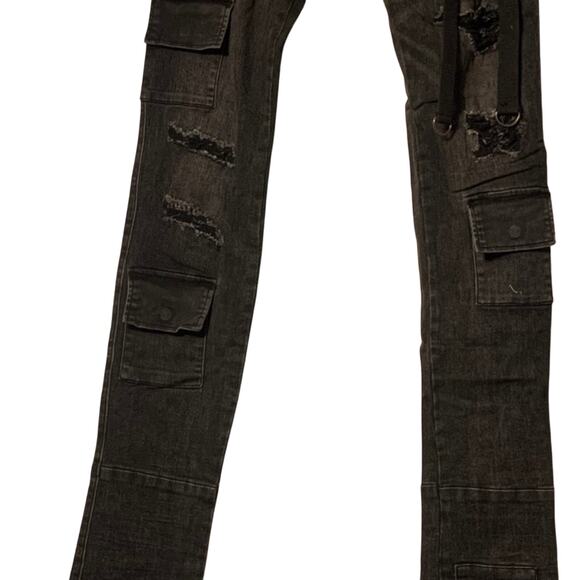 Si Tu Veux Superstack Black Wash Mens Jeans Size 42